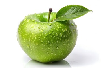 Fresh Green Apple with Water Droplets