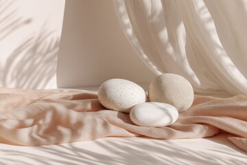 The ground features rough white mineral stones alongside a wall constructed from white mineral stone