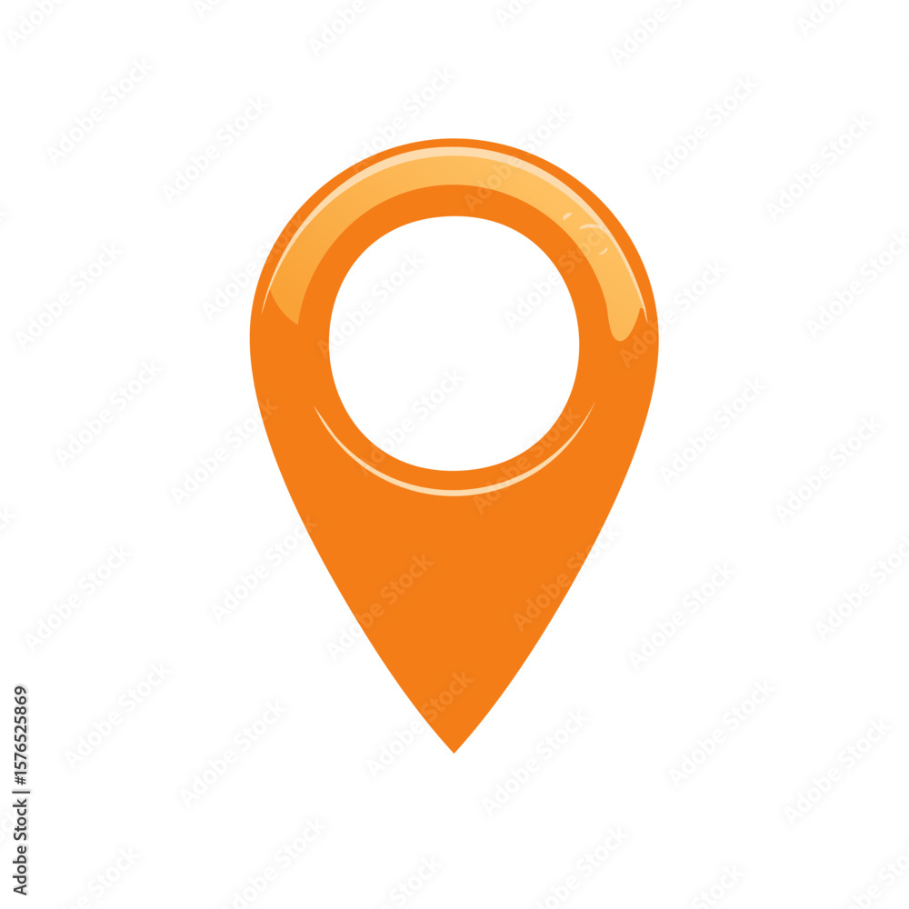 Poster orange location pin icon representing destination find navigation and direction