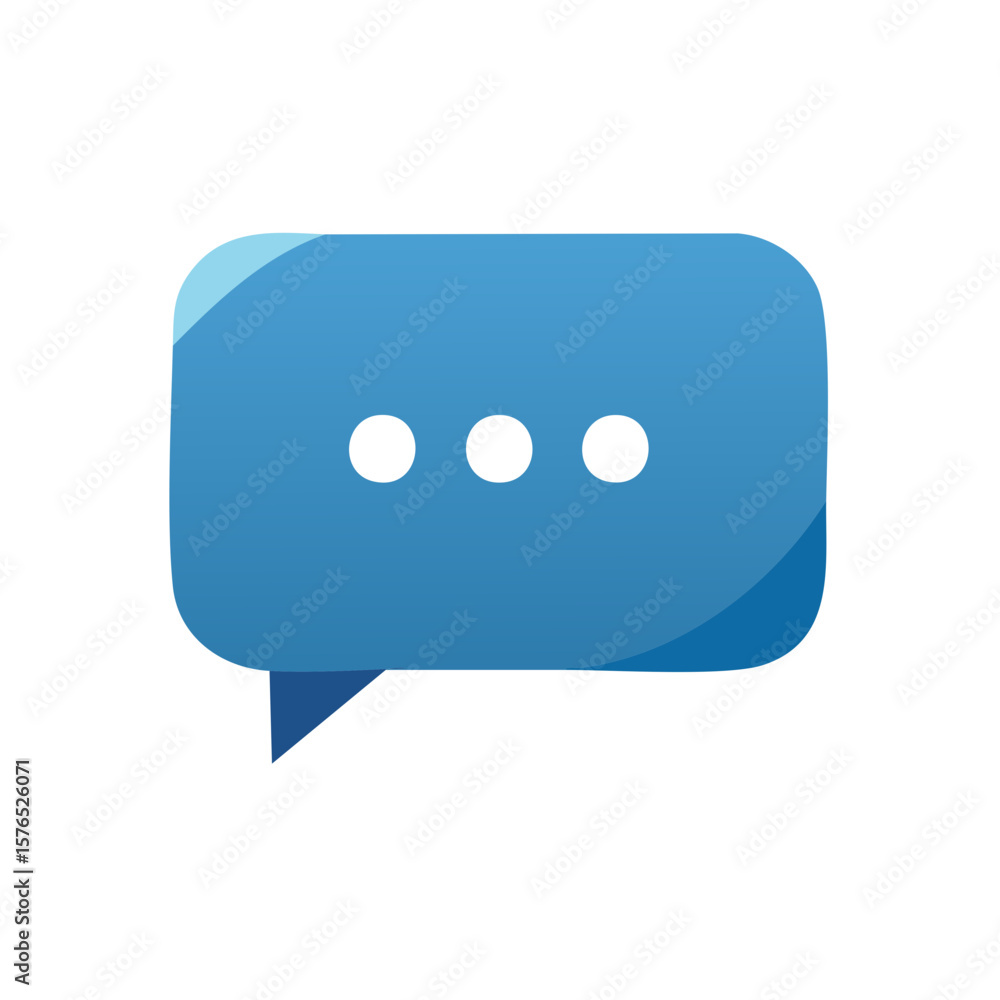 Poster pending chat icon in blue color featuring three dots for communication and messaging apps and websit