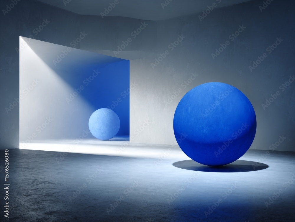 Poster the abstract architectural composition features a combination of geometric shapes and primitives