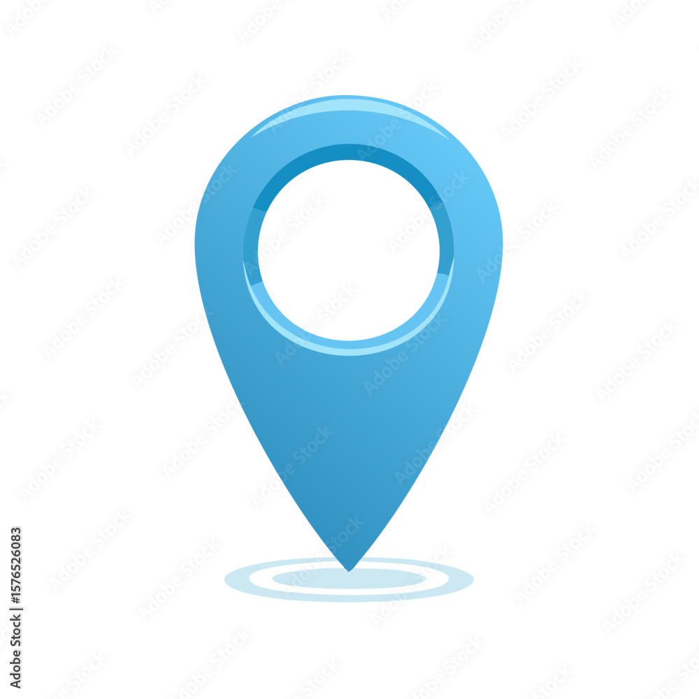 Poster light blue location pin symbol icon for maps and navigation applications