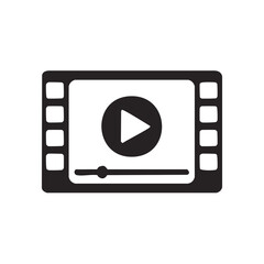 Play Button on Film Strip Frame Video Playback with Progress Bar, Simple Icon