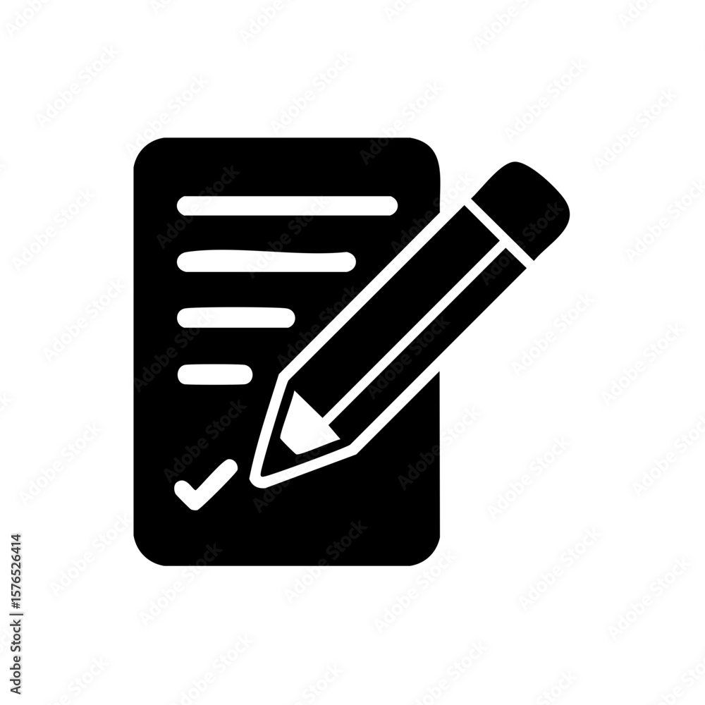 Poster paper checklist marked done with pencil for approval or survey completion