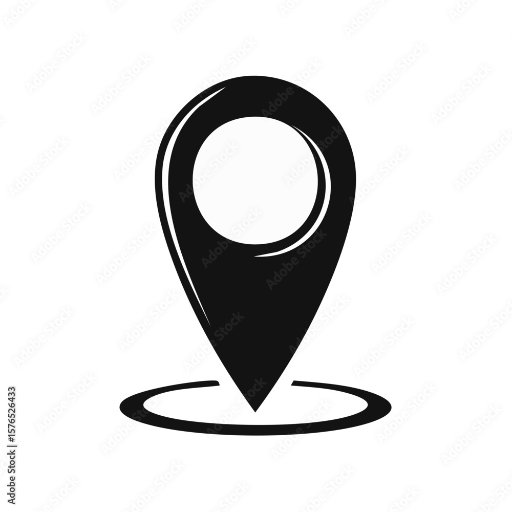 Poster black navigation pointer indicating a location on a map, gps marker, vector icon for location servic
