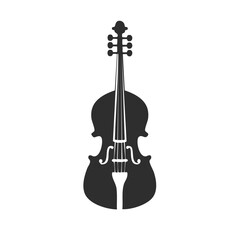 Elegant Black Silhouette of Upright Bass Fiddle Instrument Music Symbol Graphics