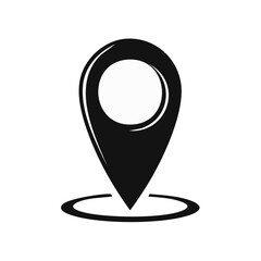 Black navigation pointer indicating a location on a map, GPS marker, vector icon for location services applications.