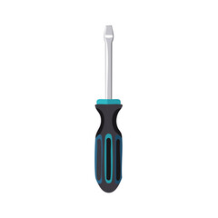 Flathead screwdriver with turquoise and gray handle for home repair and DIY projects