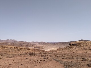 Wadi Rum Desert, Jordan. The red desert and Jabal Al Qattar mountain.Where some famous movies where...