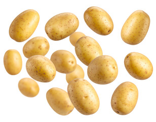 potatoes falling isolated 
