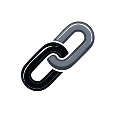 Interlocked chains symbolizing connection and partnership two linked elements in black and grey representing bonding association and dependence