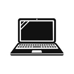 Modern Laptop Computer Symbol Black Silhouette Business Communication Technology Device