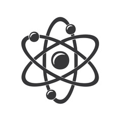 Simple Stylized Atom Symbol: Nuclear Particle with Orbiting Electrons