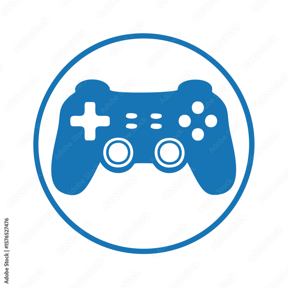 Aufkleber simple game controller icon design in blue circle for gaming theme projects and creative media use
