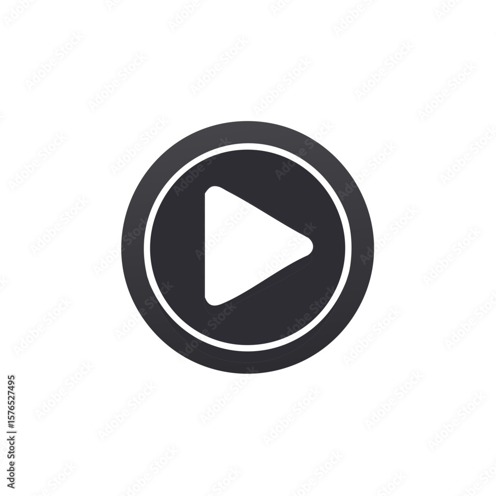 Poster stylish play button icon with subtle shadow detailing for modern user interfaces