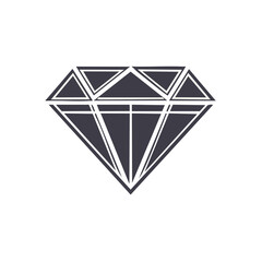 Isolated diamond icon, elegant gem symbol for wealth and luxury, flat outline, clear design in vector format