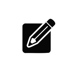 Black square and pencil flat icon. Edit vector illustration.