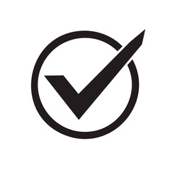 Isolated tick icon inside a circle in vector, symbolizing approval, choice, done, success or right choice