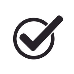 Black Circle Check Mark Icon Symbolizing Approval, Acceptance, Positive Result, Completion