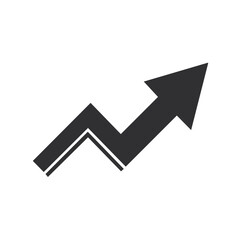 Black growth arrow moving upwards, business improvement illustration