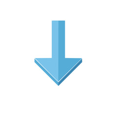 Single Blue Arrow Symbol Pointing Downward for Navigation Signage or Directional Indication