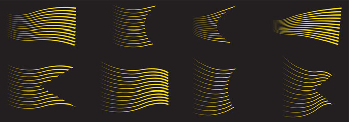 Glowing speed lines. High speed white line motion effect, light rays fast movement with blur. Shiny dynamic sparkles tail trace. Horizontal light streaks vector isolated set.