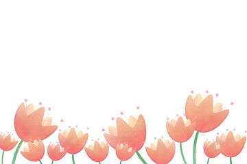 Coral Orange Tulip Field &ndash; Floral Background for Social Media and Posts