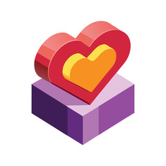 3D Heart Love Icons for Valentine&rsquo;s Day and Romantic Design

