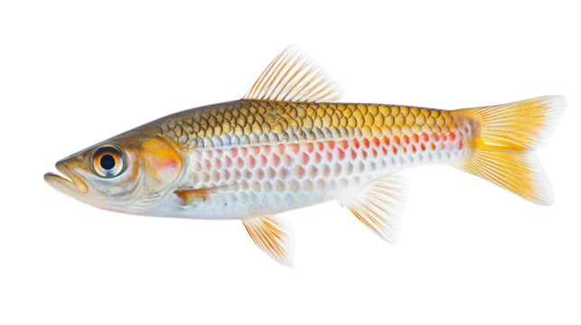 Fish isolated on a white background or transparent PNG, showing sleek scales, fins, and natural aquatic shape