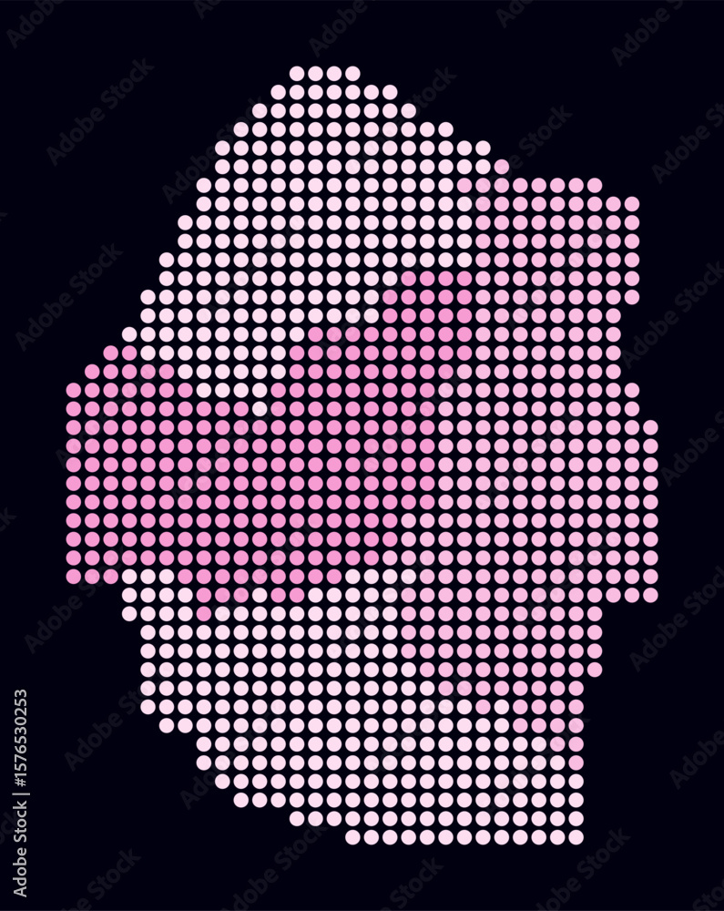 Aufkleber eswatini dotted map. digital style map of the country on dark background. eswatini shape with circle