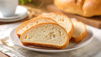 Slices of fresh bread on a plate