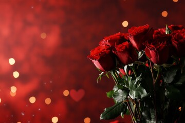 Obraz premium Romantic Red Roses With Hearts and Sparkles for Special Occasions