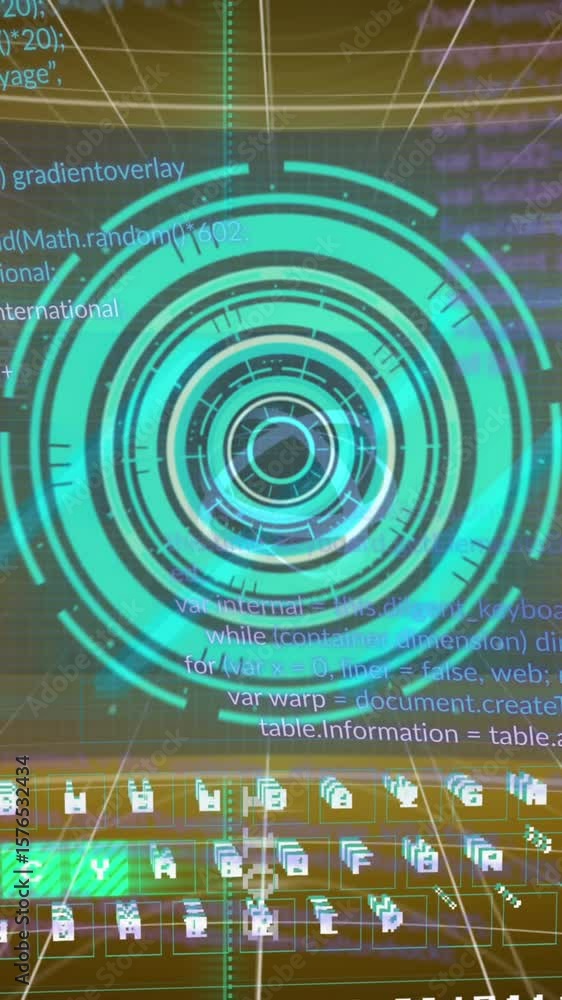 Poster the video features a animation of text, scope scanning and data processing on screens