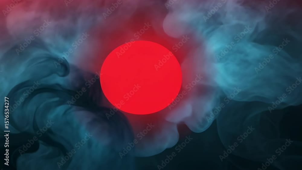 Poster abstract representation of the japanese flag with textured red and blue background