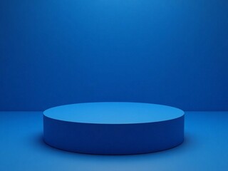 Blue podium stage 3d background of empty space show scene modern studio backdrop presentation display or blank pedestal geometric product stand and dark platform template room on showcase wallpaper.

