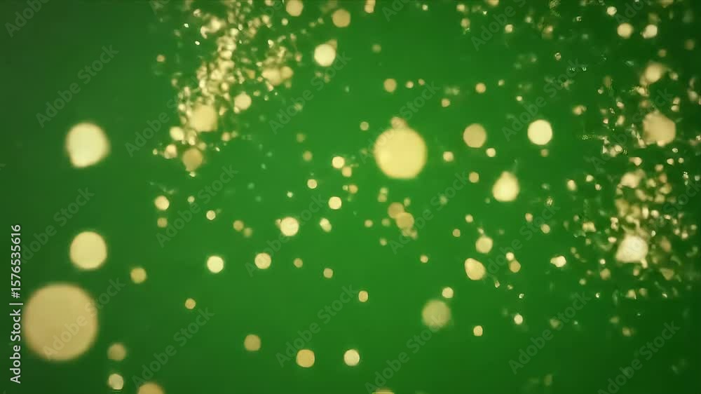 Aufkleber abstract glowing golden particles flow and swirl dynamically on a deep green background. this digita
