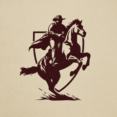 Fototapeta premium Vintage Cowboy Aesthetic: Equestrian Logo Featuring Horse Training and Western Themes