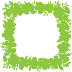 Flower frame in green color on white color background