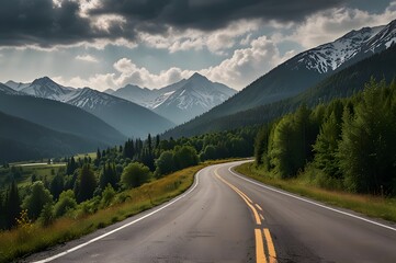 Naklejka premium road in north mountains 