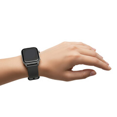 male hand with smart watch on empty display on Isolated transparent background png. generated with AI