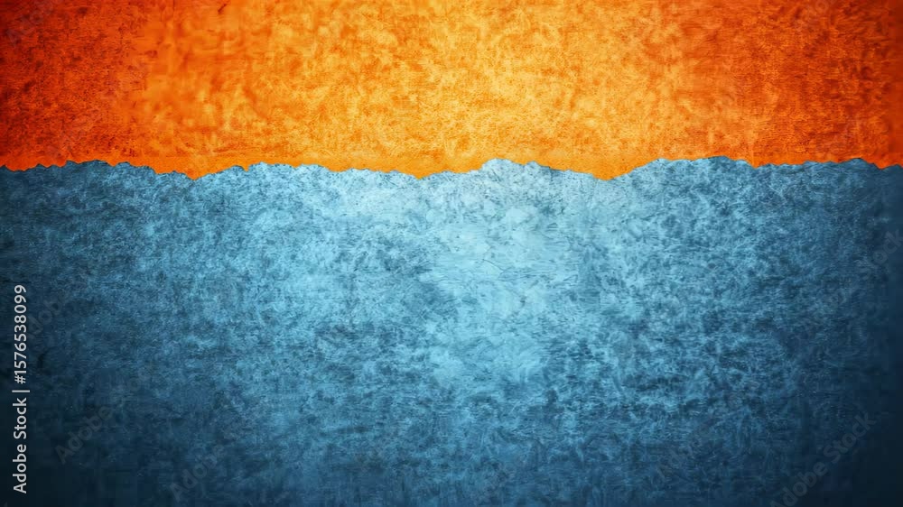 Poster textured orange and blue background with a smooth transition