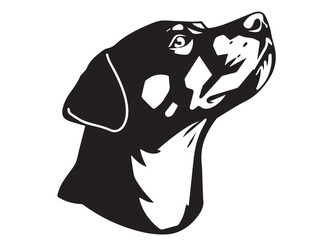 Black and White Line Art of a Dog's Profile in Bold Style. Illustration of a Dog Silhouette. 