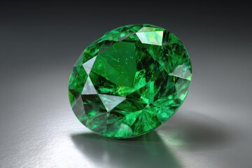 Fototapeta premium Brilliant Round Emerald Gemstone: A Celebration of Exquisite Green Jewelry Mastery