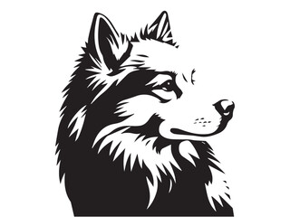 Black and White Line Art of a Dog's Profile in Bold Style. Illustration of a Dog Silhouette. 