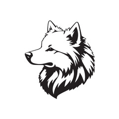 Naklejka premium Black and White Line Art of a Dog's Profile in Bold Style. Illustration of a Dog Silhouette. 