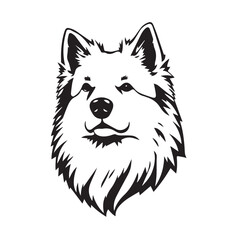 Black and White Line Art of a Dog's Profile in Bold Style. Illustration of a Dog Silhouette. 