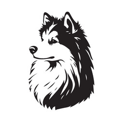Black and White Line Art of a Dog's Profile in Bold Style. Illustration of a Dog Silhouette. 