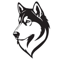 Black and White Line Art of a Dog's Profile in Bold Style. Illustration of a Dog Silhouette. 