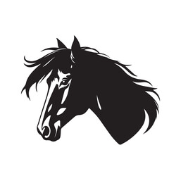Horse head silhouette on white background. Horse head icon. Horse head silhouette. Stylized Horse logo.	