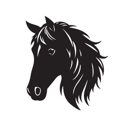 Horse head silhouette on white background. Horse head icon. Horse head silhouette. Stylized Horse logo.	